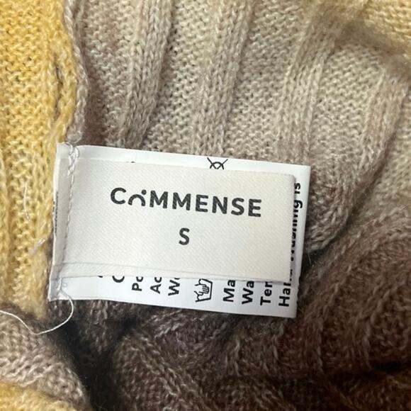 Commense Beige Yellow Wool Ombre Off The Shoulder Knit Long Sleeve Sweater Top S - Picture 6 of 7